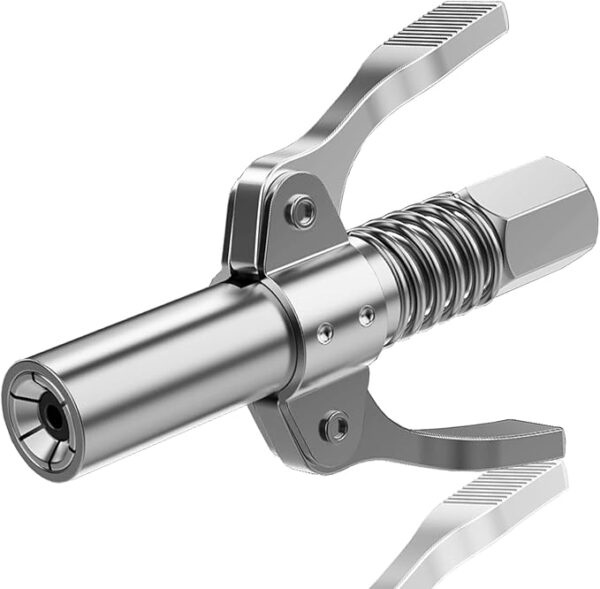 Grease Gun Coupler, Grease Joint Fittings, 10,000 PSI High Pressure Grease Nozzle Fittings, compatible with all 1/8" NPT grease guns, designed for greasing machinery and equipment.